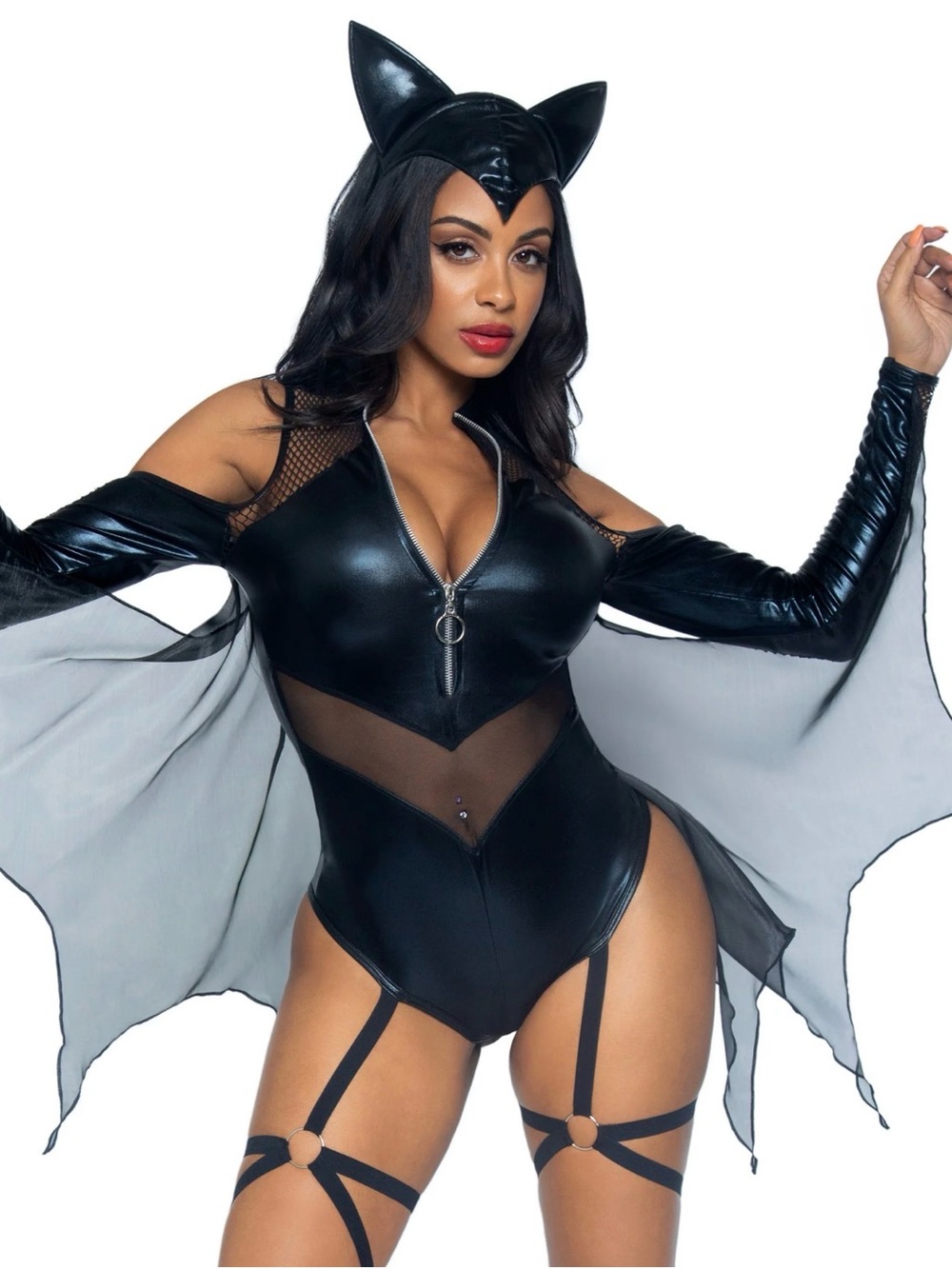 Leg Avenue Black Faux Leather Sexy Midnight Bat Costume XS